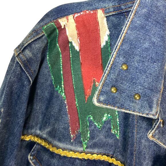 Expressions Hand Decorated VNT Southwest Denim Jacket Trucker XL Western - Picture 4 of 8
